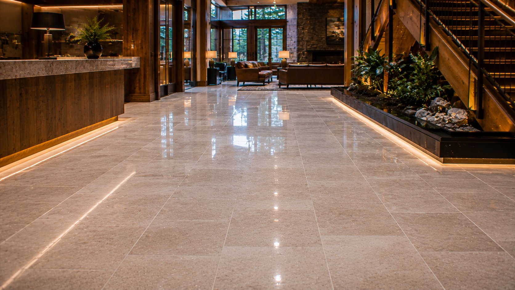 Commercial tile and grout restoration