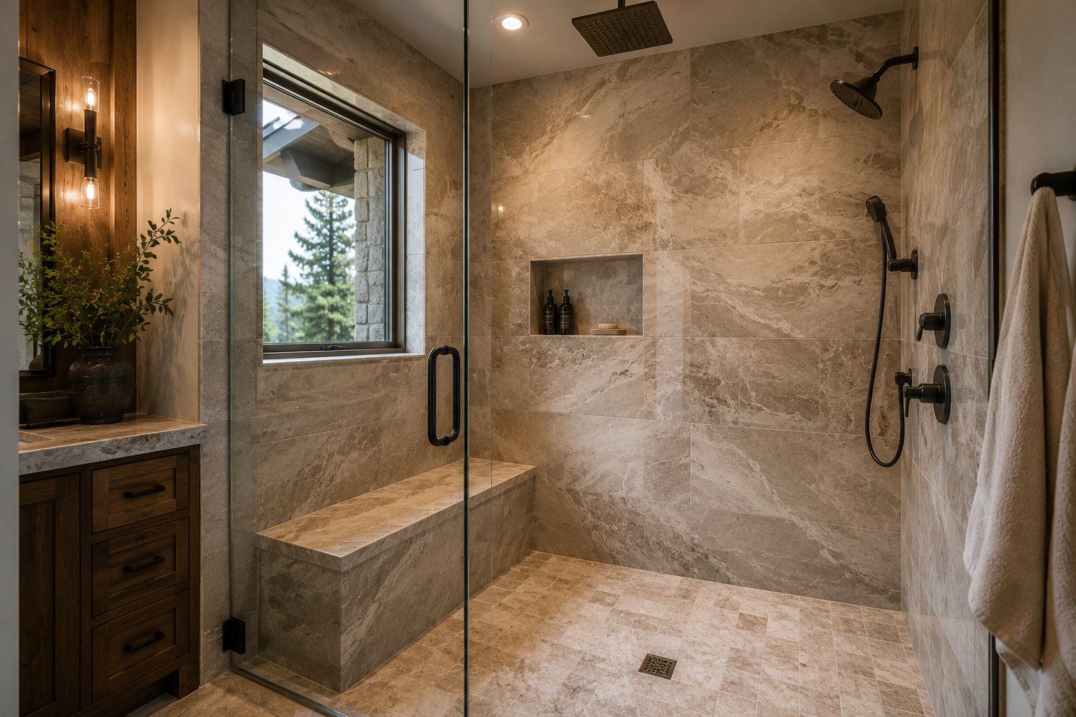 Elite Tile and Stone — Shower · Natural Stone