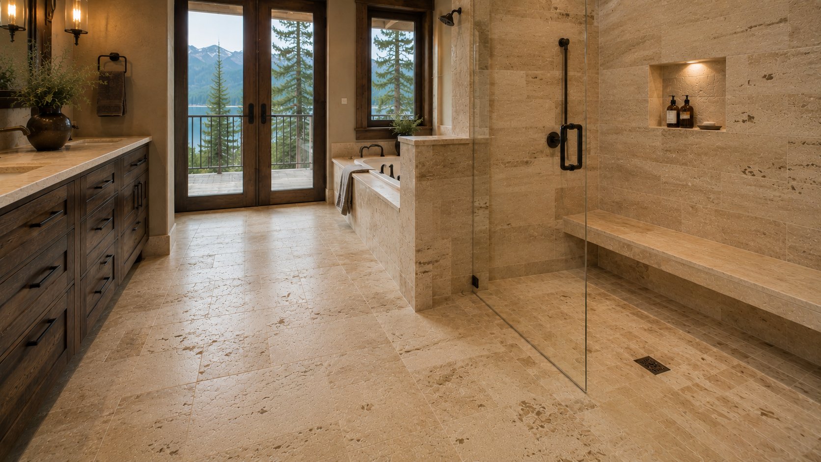 Travertine shower restoration in Hayden